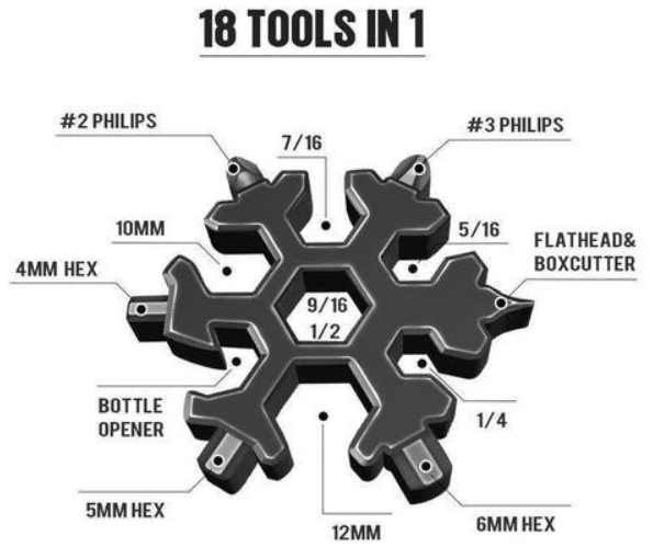 18 in 1 Snowflake Multi Pocket Tool