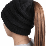 Warm Knitted Ponytail Beanie Hat